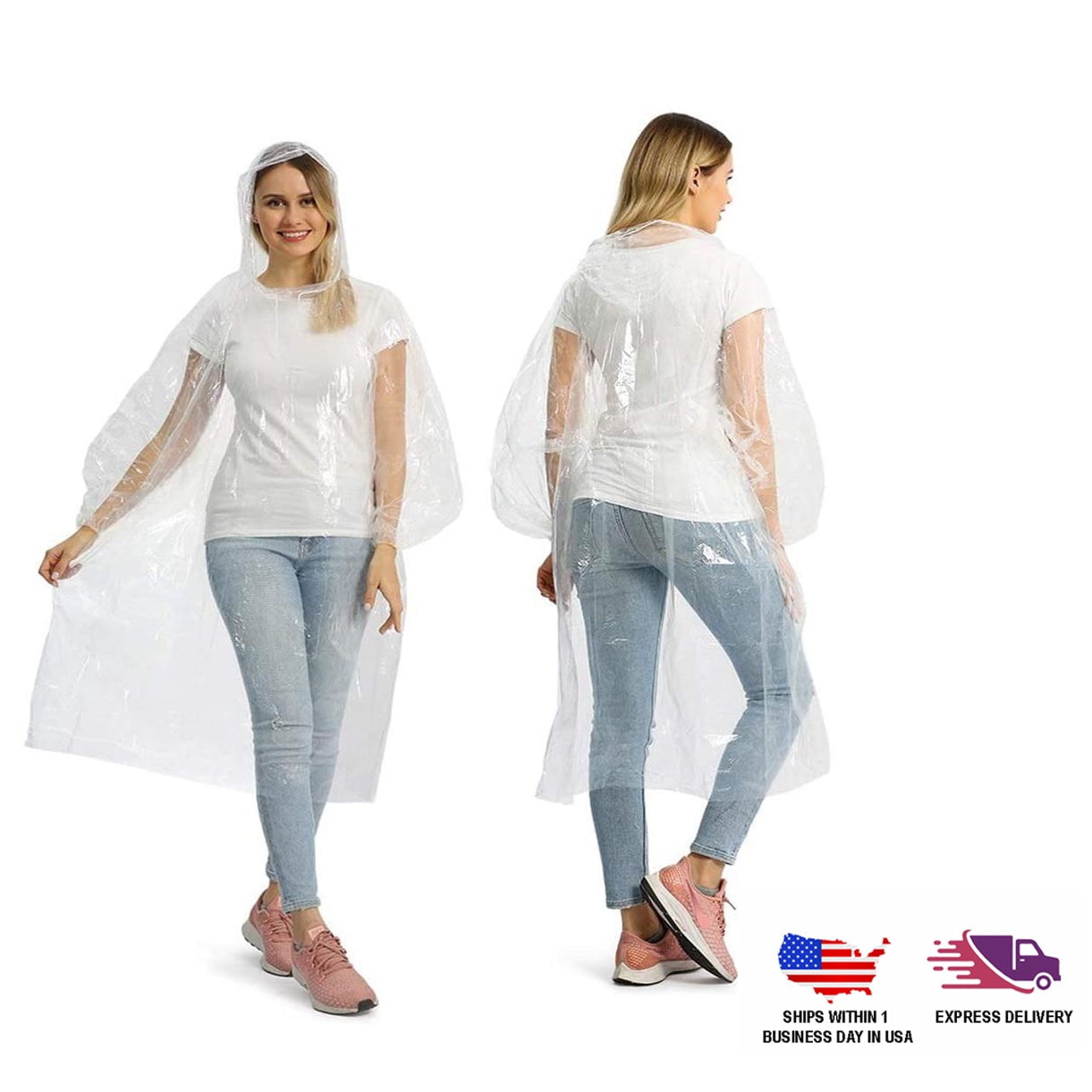 Efavormart 3PCS Unisex Plastic Disposable Rain Poncho Waterproof Raincoat with Hood - Protects Sneezing, Splash, Droplets - Walmart.com