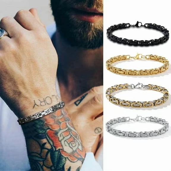 Punk 14K White Gold Bracelet Men Women Wristband 8mm Sliver Color Male Hand Chain Link Bracelet Hip Hop Jewelry J193