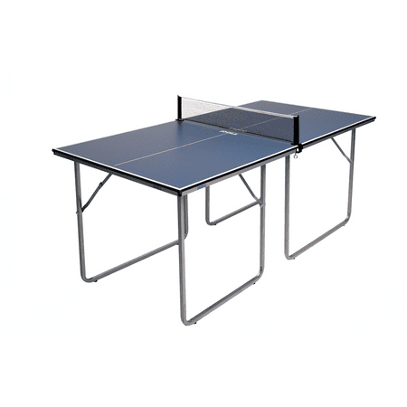 JOOLA Midsize Compact Table Tennis Table with Ping Pong Net Set, 12mm Surface, 6' x 3', Blue