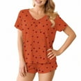 thumbnail image 4 of FRSASU Women Pajamas Set 2 Piece Cute Cherry Print Short Sleeve V Neck Top with Shorts Set Sleepwear with Pocket Orange M(M), 4 of 8