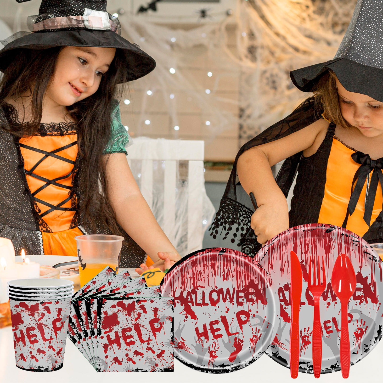 144-Piece Spooky One Birthday Party Pack - Pink Halloween Plates & Napkins For Girl's 1st Birthday