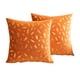 thumbnail image 1 of Paquete de 2 fundas de almohada decorativas navideñas de 18 x 18 pulgadas con hojas de plumas doradas, almohadas cuadradas de terciopelo, 1 of 6