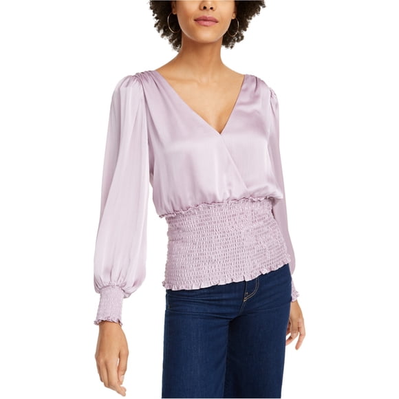 Leyden Womens Smocked Waist Pullover Blusa púrpura L