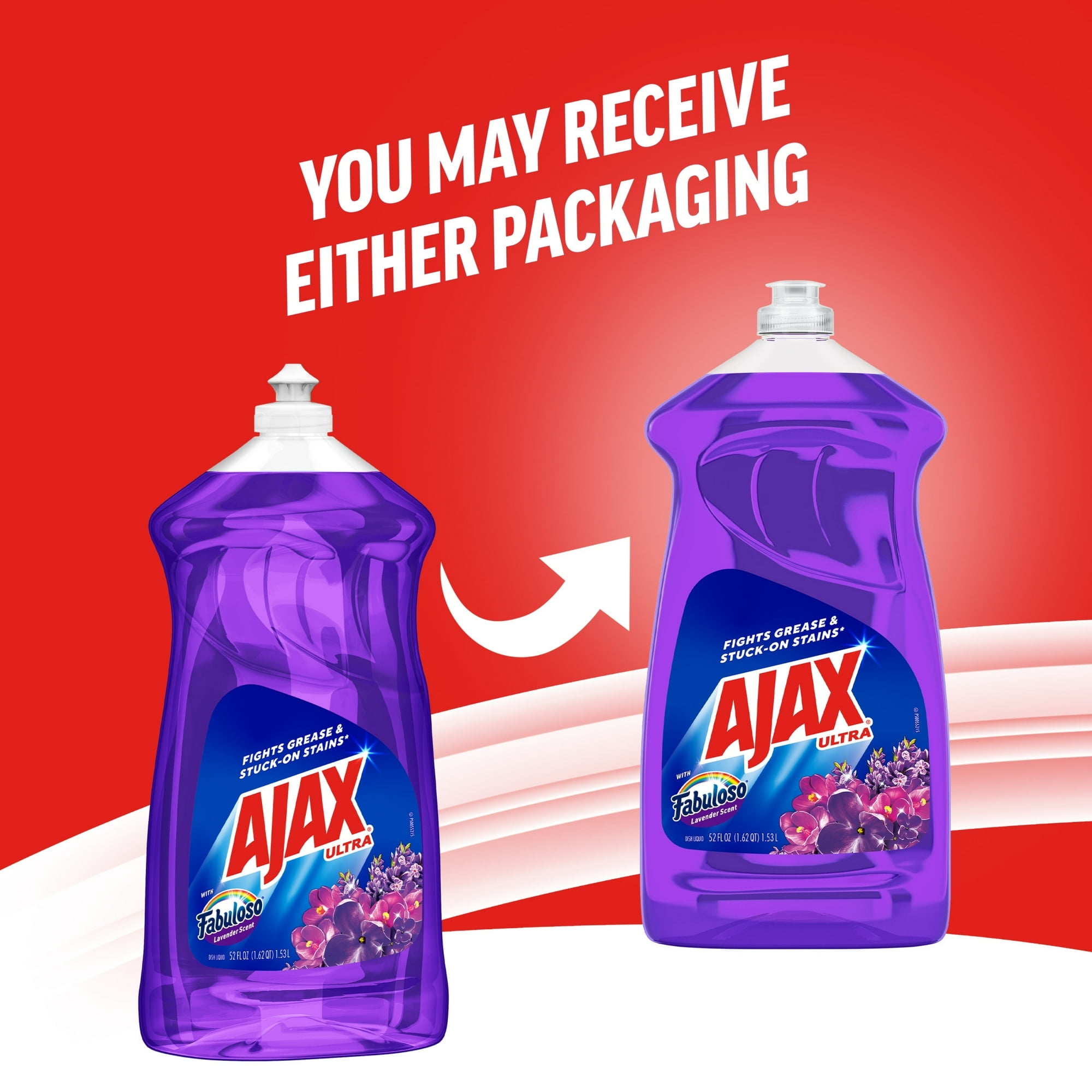 Ajax Ultra Liquid Dish Soap with Fabuloso Lavender Scent, 52 fl oz Bottle, Easy-Flip Cap with Microfiber Solid Color Dishcloth by BundleEase