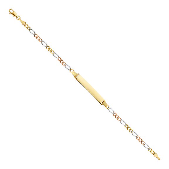 14K 3C Figaro 3 1 ID Bracelet  - 7.5"