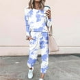 thumbnail image 2 of Diufon Women Plus Size Suits Tie-Dye Printed Long Sleeve Tops Drawstring Pants with Pockets, 2 of 6