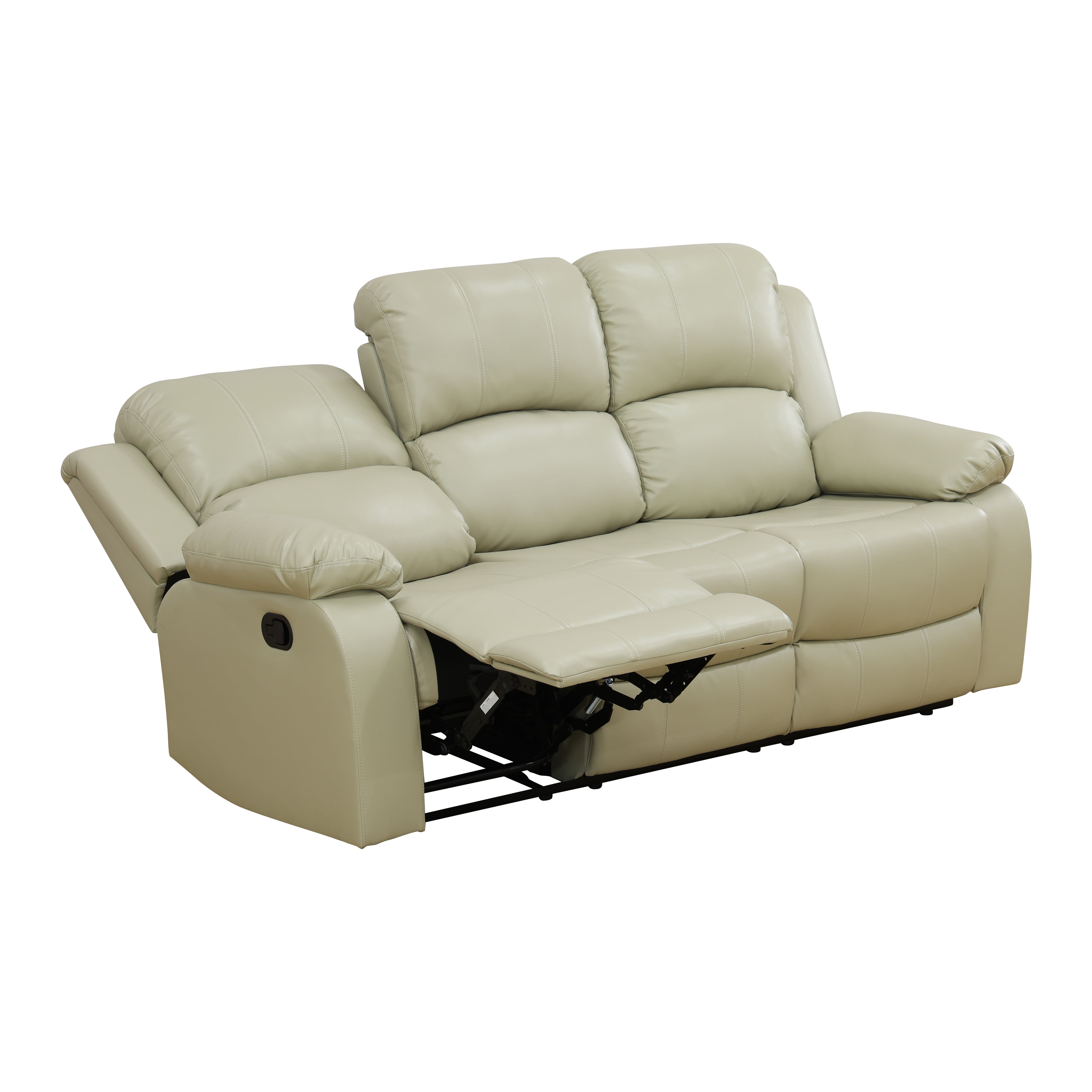 MAYEERTY Leather Recliner Sofa, 3-Seater Reclining Couch with Reversible Coffee Table, Adjustable Angle, for Living Room, Small Space
