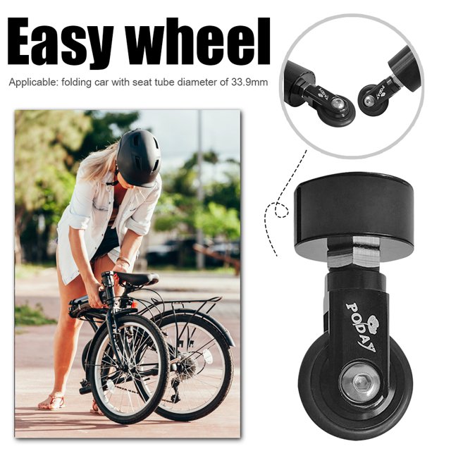 Rueda Fácil Poday Easy Wheel para K3PLUS 412 Bicicleta plegable 33.9mm Tija de sillín Ruedas de estacionamiento