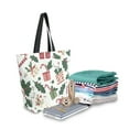 thumbnail image 2 of FORMRS Womens Canvas Tote Bag with Zipper Inner Pocket Shoulder Handbag, White Christmas Holly, 2 of 7
