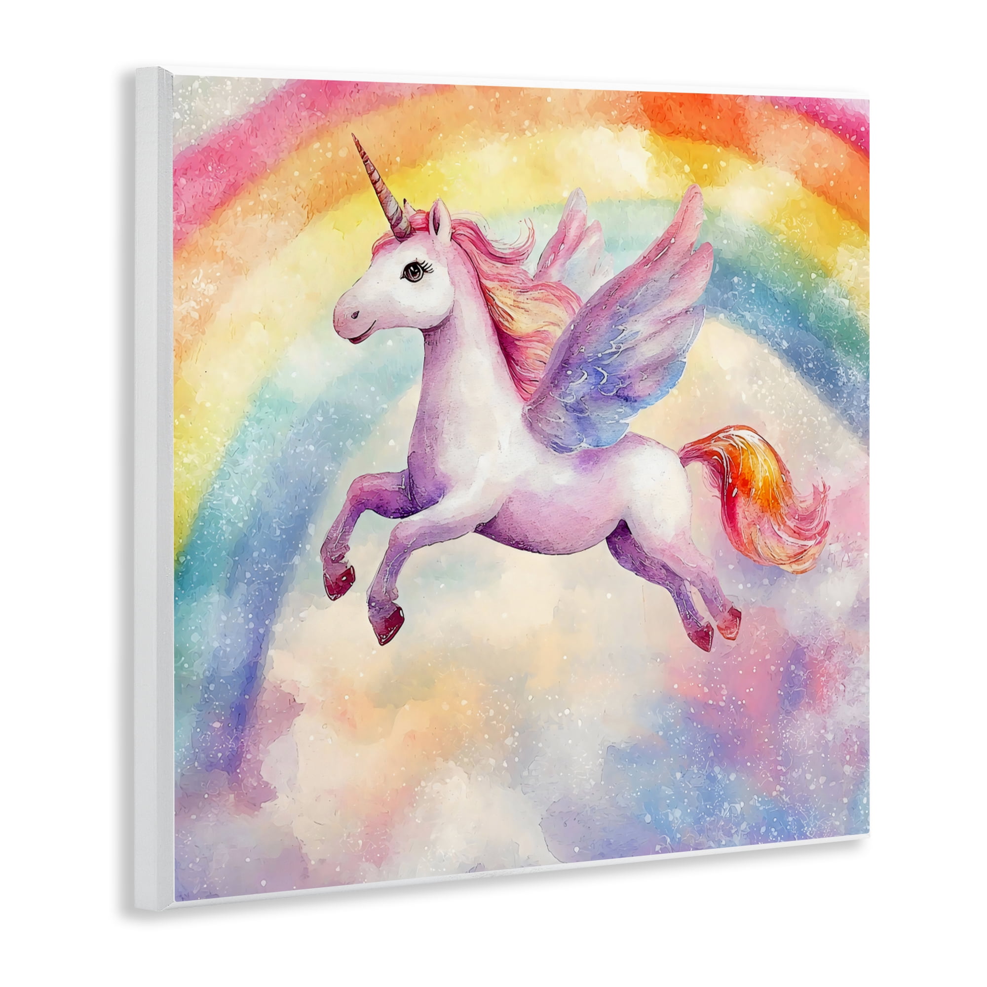 Stupell Industries Flying Unicorn In Rainbow Sky Wall Plaque Art, design by Creative Studio