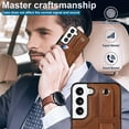 thumbnail image 7 of Dteck for Samsung Galaxy S23 Plus Wallet Card Case, Shockproof Premium PU Leather Soft TPU Business Cover with Wrist Strap Kickstand Flip Stand Protection Case, brown, 7 of 7