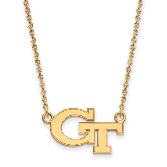 14k Gold LogoArt Georgia Institute of Technology G-T Small Pendant 18 inch Necklace Q4Y009GT-18