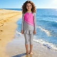 thumbnail image 2 of Girls Modest Swimsuit Full Coverage Swimwear Burkini Swimming Tops Capri Skirt Pants Rash Guard Set 3 Piece, 2 of 7
