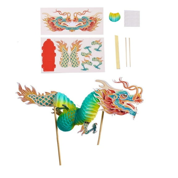 SDFGTstore Dance Dragon Assembly Toy Set for Kids Teens 3D Paper Dragon Puppet Set