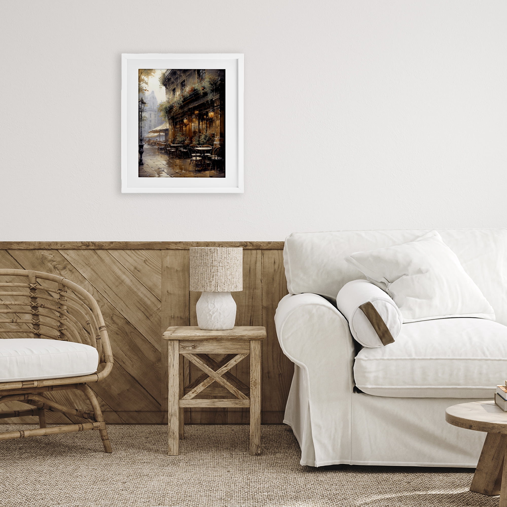 Stupell Industries Paris Street Cafe in Rain White Framed Print Under Glass, design by Creative Studio
