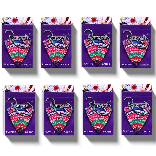 Rangoli Premium Plastic Coated Playing Cards Purple Colour Pack Of 8 | For Adult - Bridge Size, Regular Index | Playing Cards Are Highly Durable & Long-Lasting | Use For Party & Game | Playing Cards