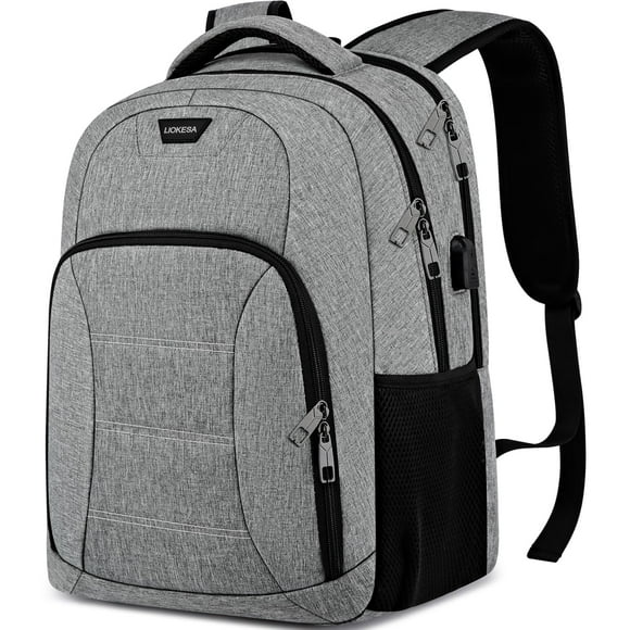 Mochila para ordenador portátil Liokesa para hombre, escuela, adolescente, 15.6 pulgadas, gris