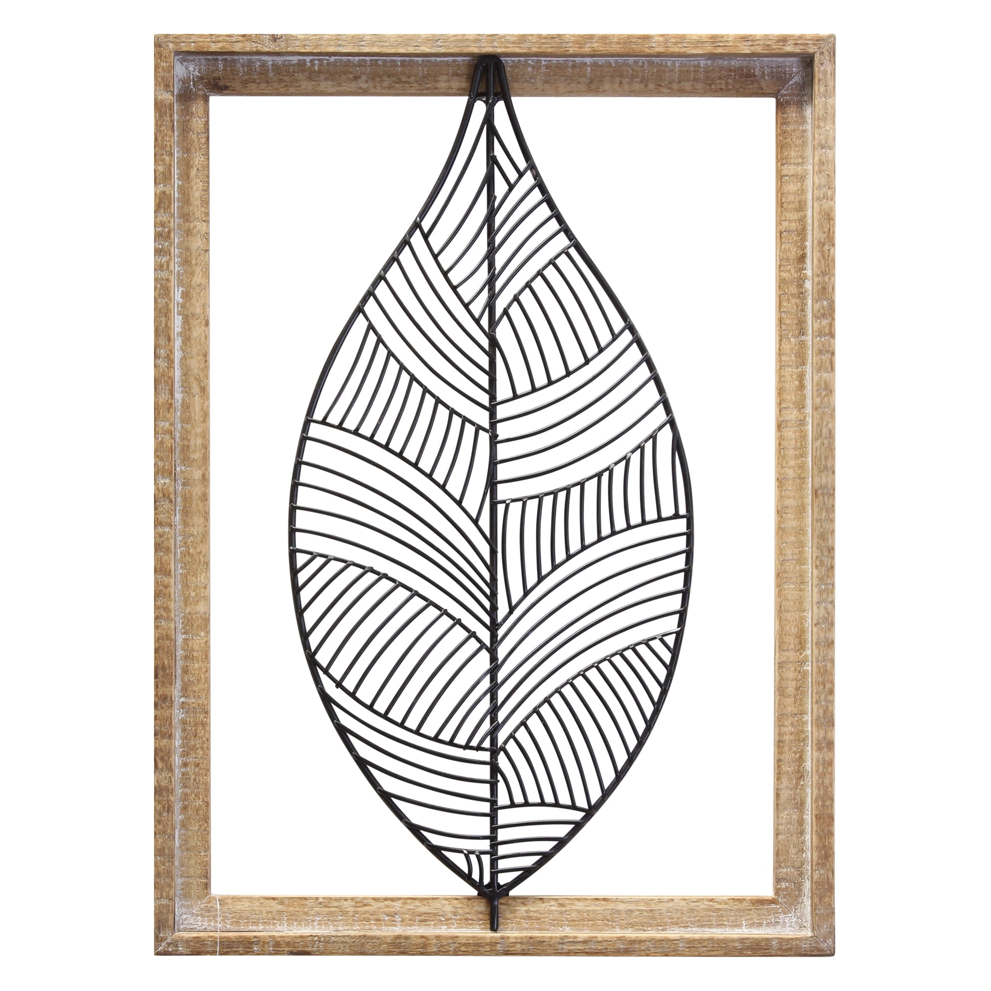 Stratton Home Decor Wood Frame Metal Leaf Wall Decor
