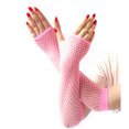 thumbnail image 1 of 2 Paires de Gants Longs Sans Doigts en Résille Néon Mode pour Fête, Sexy, Beaux, Rose, 1 of 9