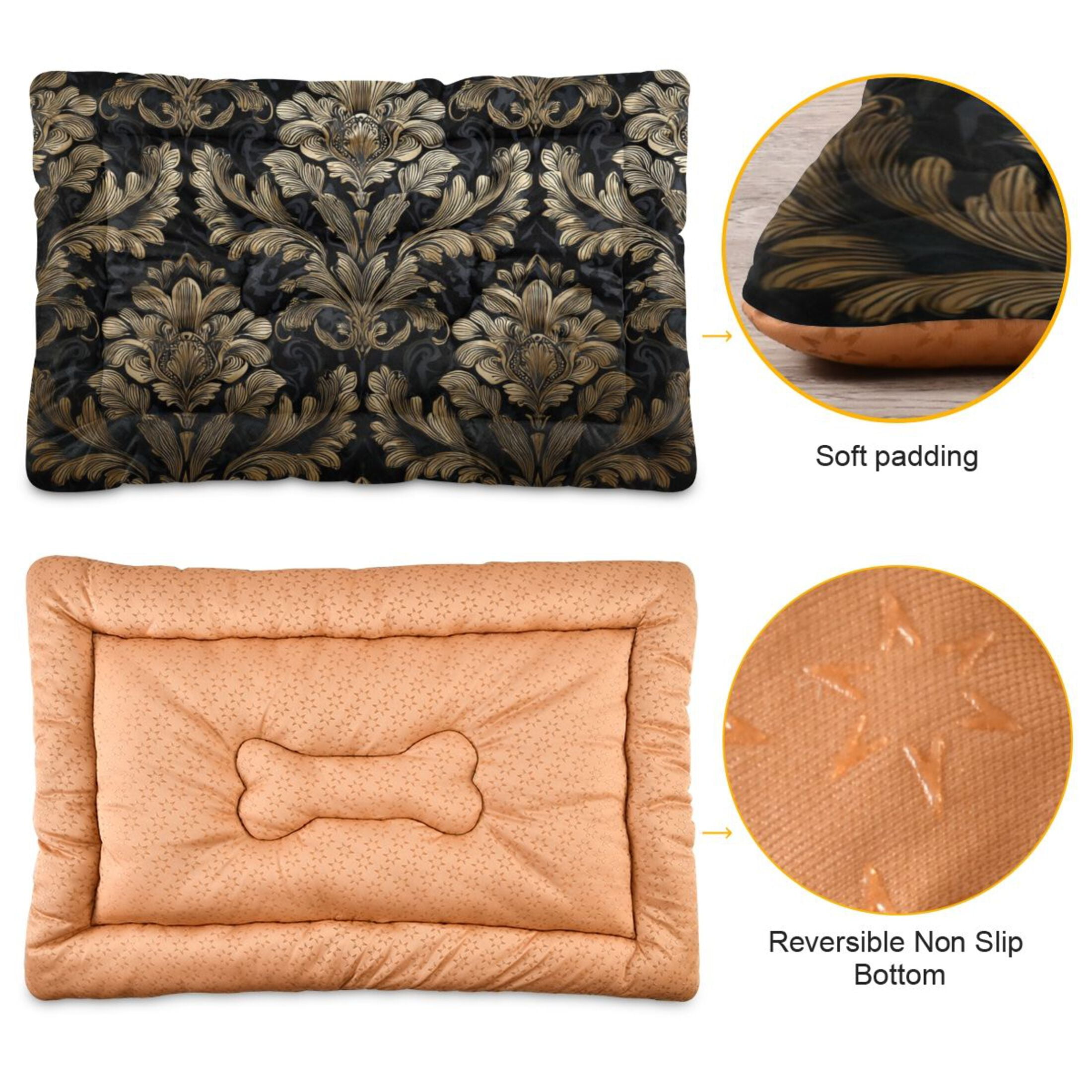 Cozy Mat Pet Bed Indoor Outdoor Warm Soft For Cat Dog Puppy(S/M) Gold Foil