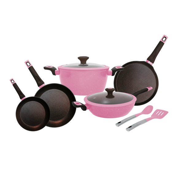 Batería de Cocina FOODE set 9 piezas color Rosa