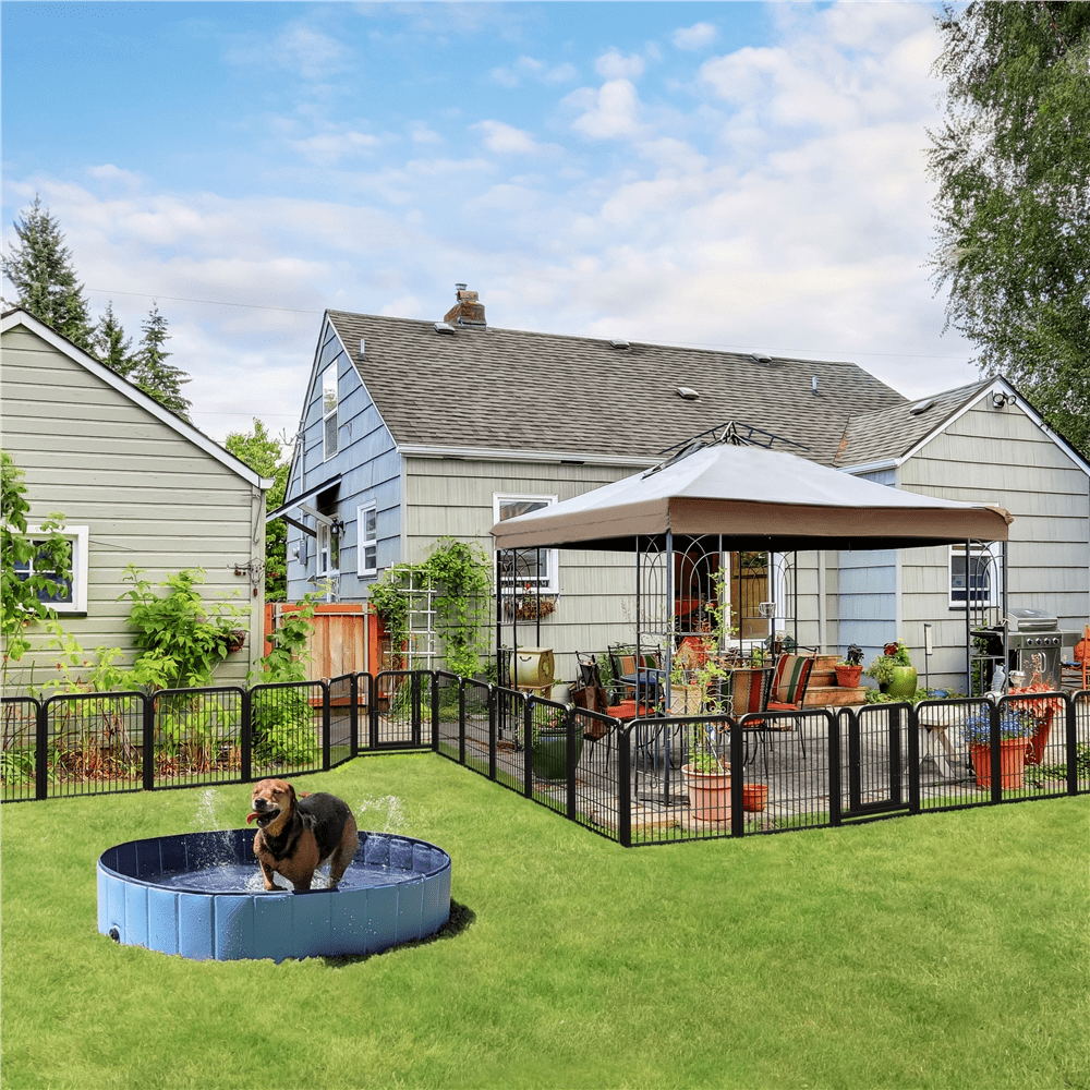 Alden Design 25″ Tall 6 Panels Metal Dog Playpen Fence for Outdoor Indoor, Black