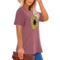 thumbnail image 3 of Anbech Sunflower Plus Size T-Shirts for Women Graphic Sunflowers Print Oversize Short Sleeves T-Shirt with Round Neck, 3 of 9