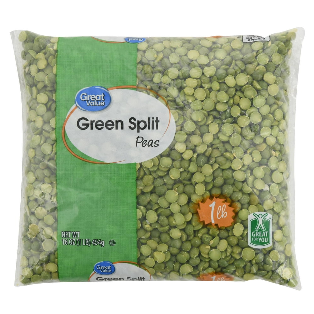 Great Value Green Split Peas, 16 Ounce.