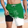 thumbnail image 4 of Iyufng Mens Double Layer Lining Shorts Summer Fashion Printed Beach Shorts with Pockets , Elastic Waistband, Drawstring, 4 of 7