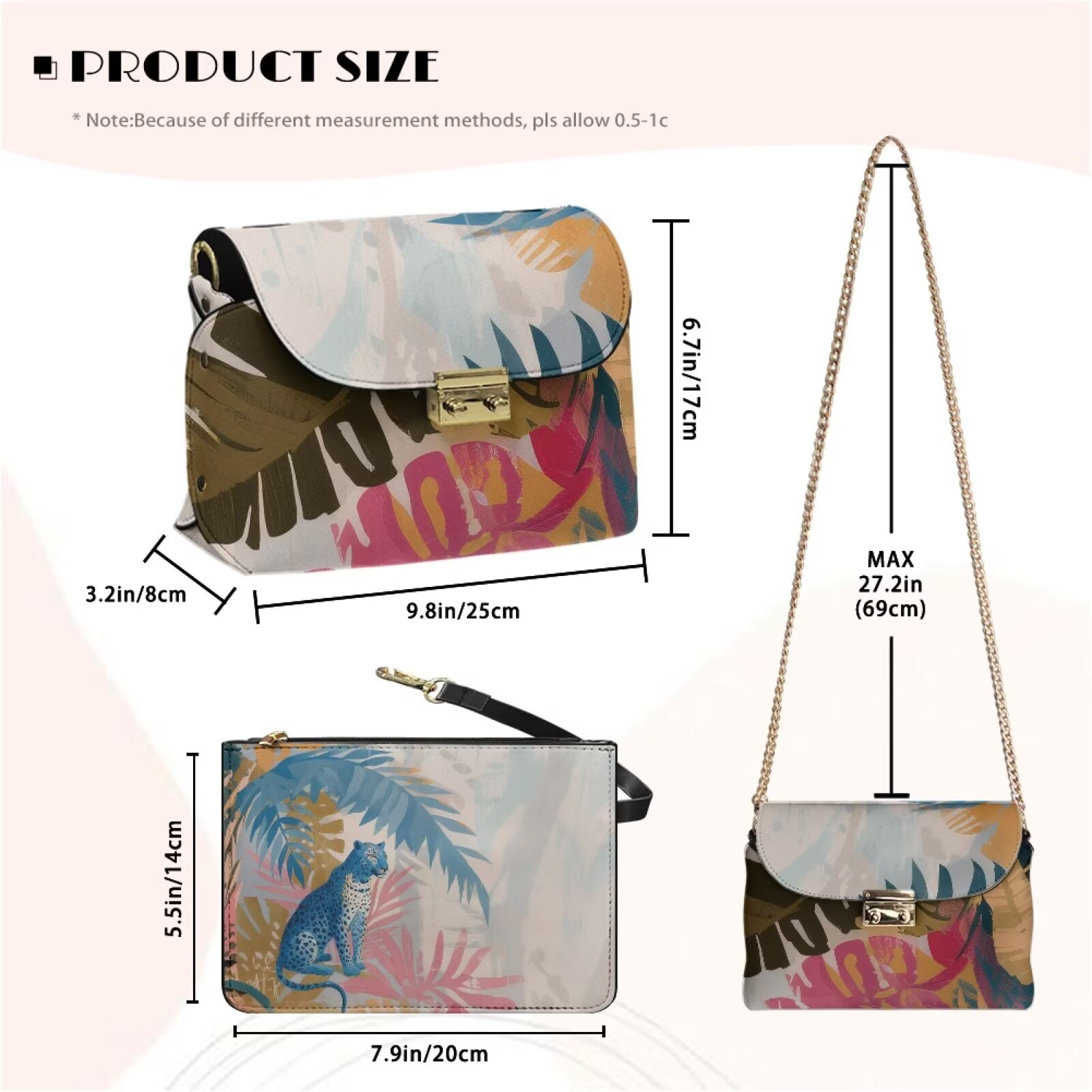 Pzuqiu Abstract Print Crossbody Bags Leather Women Vintage Trendy Small Leather Crossbody Bags for Women Metal Chain Strap Lightness for Party and Special Occasions