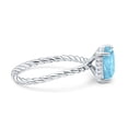 thumbnail image 2 of Vintage Twisted Band Emerald Cut Ring Aquamarine CZ 925 Sterling Silver, 2 of 5