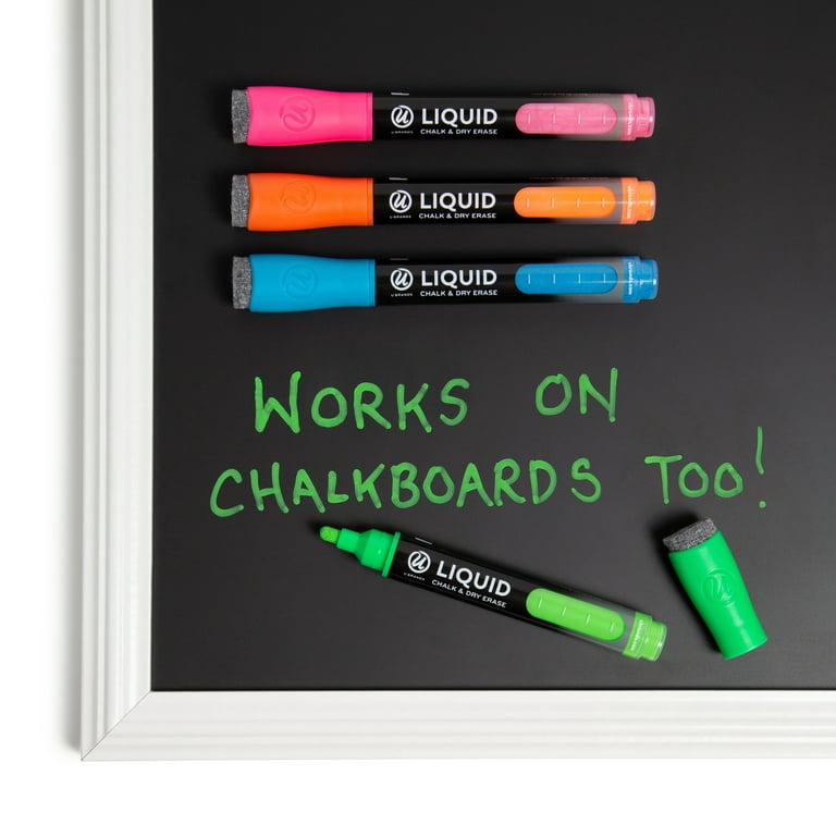 U Brands Liquid Chalk Dry Erase Markers, Bullet Tip, Assorted Colors,  4-Count