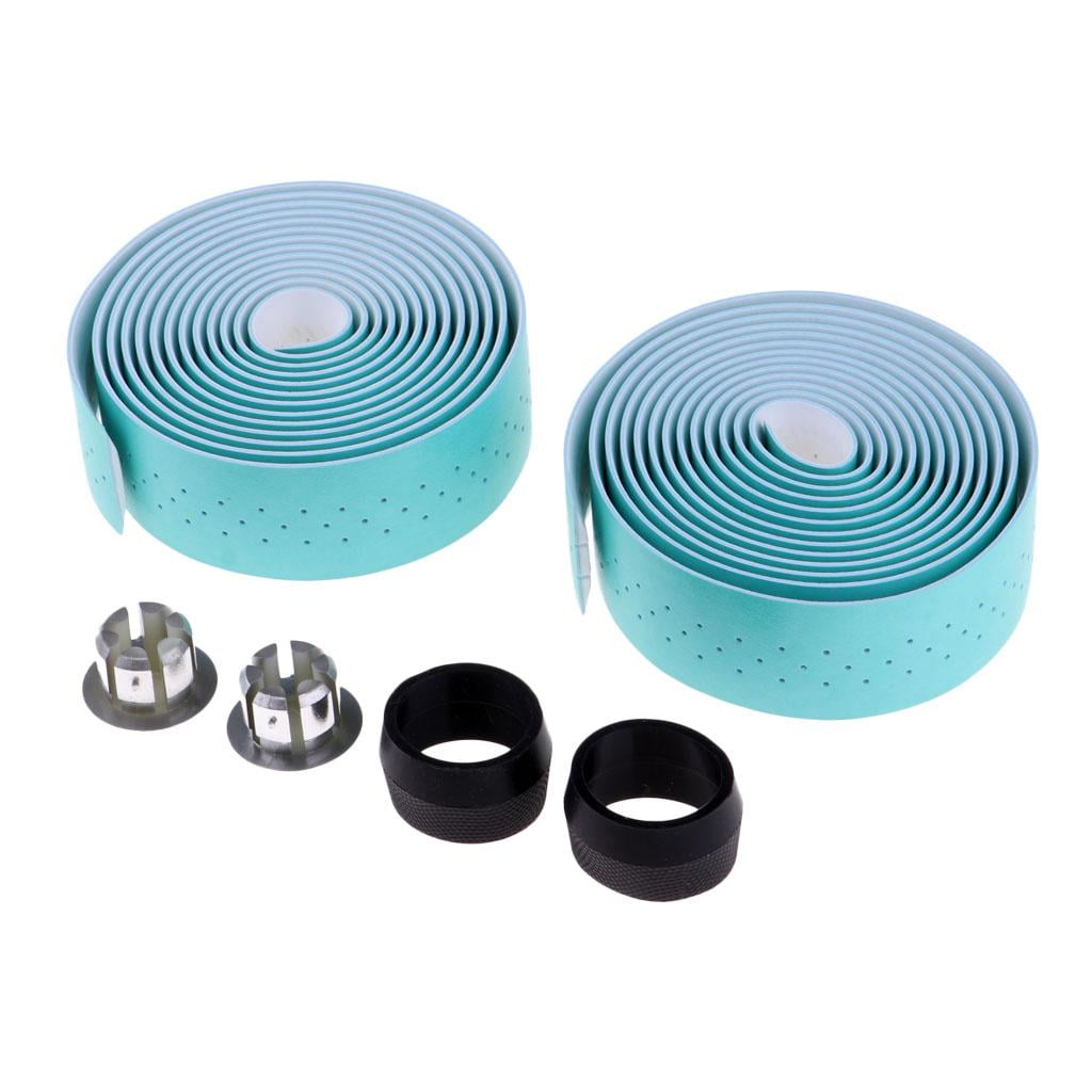 2 Rolls Bicycle Bar Tape, Road Bike Handlebar Tape with Metal Bar End Plugs, Blue Walmart Canada