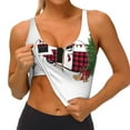 thumbnail image 4 of Lsque Vintage Buffalo Plaid Christmas Camper Printed Women'S Sports Bra, Compression, Moisture Wicking, High-Impact Sports Bra For Women,Supportive sports bra-Medium, 4 of 9