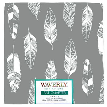 Waverly Inspirations 18" x 21" 100% Cotton  Quarter Feathers Steel  Quarter Print Quilting & Craft Fabric, 1 Each