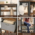 thumbnail image 3 of Homieasy Hall Tree with Storage Bench, Coat Rack, 5-Tier Shelves, Fabric Storage Basket, Side hooks, 71’’ Industrial 5 in 1 Large Organizer, Wood Look Accent Furniture-Sturdy Metal Frame, Rustic Brown, 3 of 7