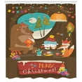 thumbnail image 3 of Tea Shower Curtain, Merry Christmas Quote with Bear Fox and Cute Rabbits Having A Tea Party Forest Noel, Fabric Bathroom Set with Hooks, 69W X 84L Inches Extra Long, Multicolor, by Ambesonne, 3 of 3