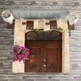 thumbnail image 3 of Ambesonne Scenery Quilted Bedspread Set 3 Pcs, Rusty Wood Door Italian, Queen Size, Cream Lilac Brown, 3 of 3
