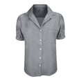 thumbnail image 4 of Womens Tops Short Sleeve Denim Shirt Casual Washed Distressed Puff Sleeve Button Up Shirts Blouses for Women Dressy Casual, 4 of 4