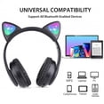 thumbnail image 6 of Kids Wireless Headphones Cat Ear LED Light Up Bluetooth Foldable Headphones Over Ear with Microphone for Girls Boys School Online Learning (Black), 6 of 6