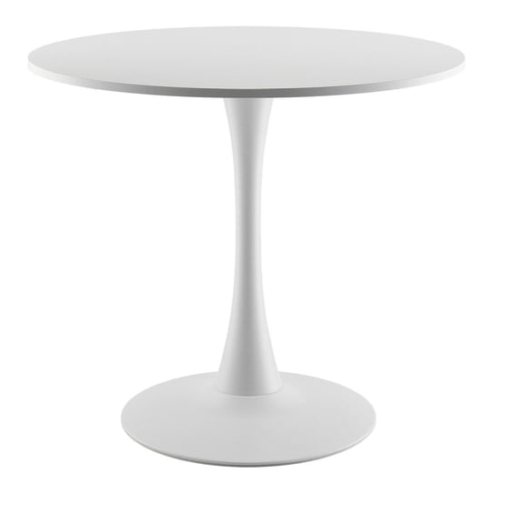 Round Dining Table 31.5 inch, Wood Kitchen Table for 2-4 Person, Modern Circle Coffee Table with Pedestal Base, White