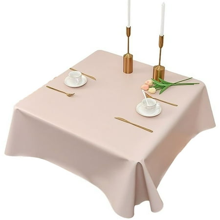 

3 Pcs Rectangular Tablecloth Solid Color Leather Waterproof Oil Proof Tablecloth Dustproof Cloth For Dining Cupboard Picnic Cafe Restaurant -Pink-110*160cm