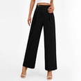 thumbnail image 6 of LEBONYARD Wide Leg Yoga Pants for Women,Women's Fashionable High Waisted Business Casual Work Straight Leg Wide Leg Suit Pants with Pockets Black S, 6 of 8