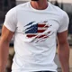thumbnail image 3 of Camiseta de manga corta con cuello redondo y estampado de bandera estadounidense, informal, holgada, 100 % algodón, para hombre, 3 of 5