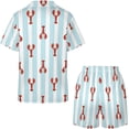 thumbnail image 4 of PRIYAL Ensembles de Pyjama pour Femmes Homard Rouge Écrevisse Satin Soie Manches Courtes Chemises et Pantalons Ensemble, 4 of 5