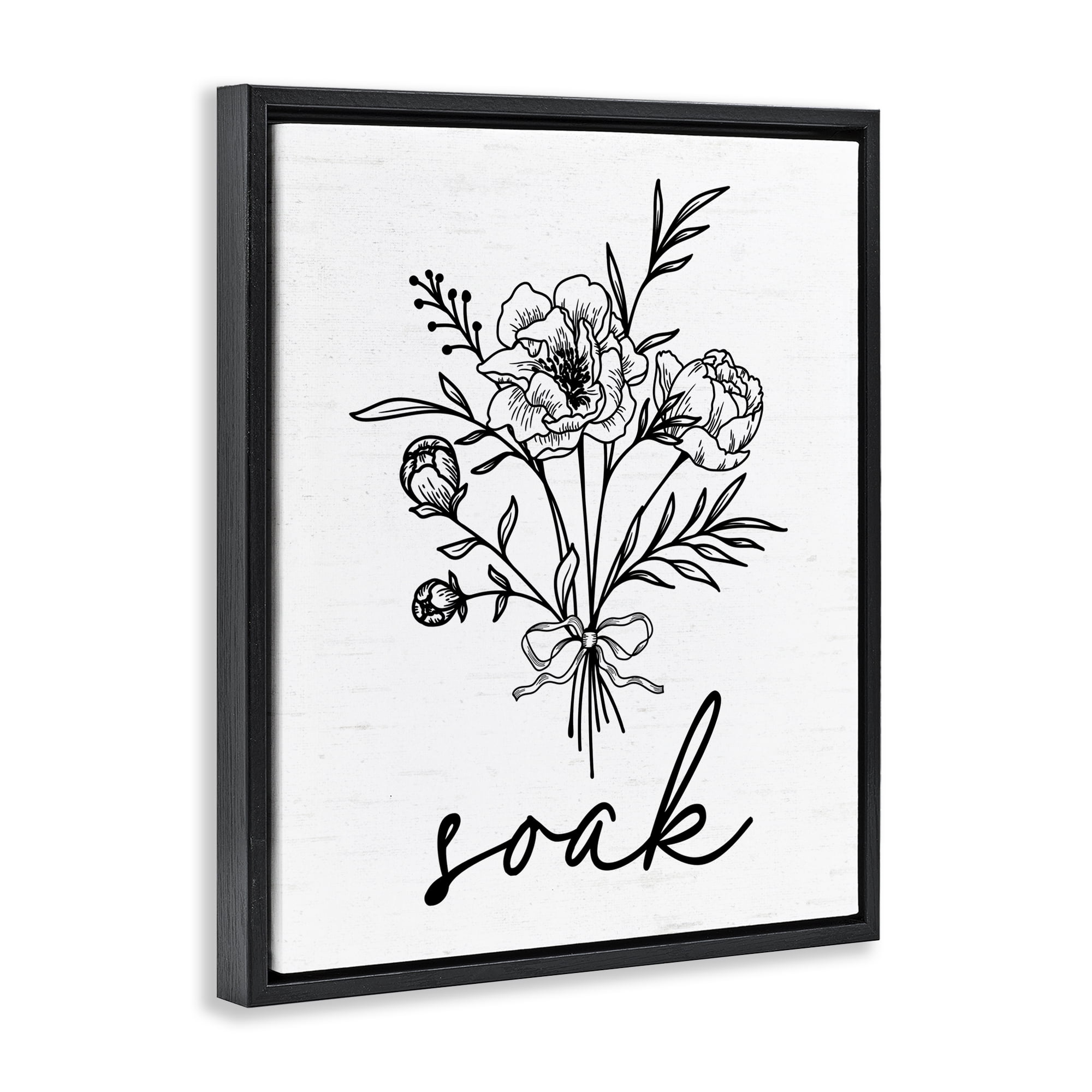 Bathroom Herb Soak Black Framed Floater Canvas Wall Art, design by Lettered and Lined