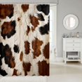 thumbnail image 2 of Manfei Farm Cow Spot Shower Curtain 72Wx72L,Abstract Animal Spot Bathroom Curtain,Beige Brown, 2 of 6
