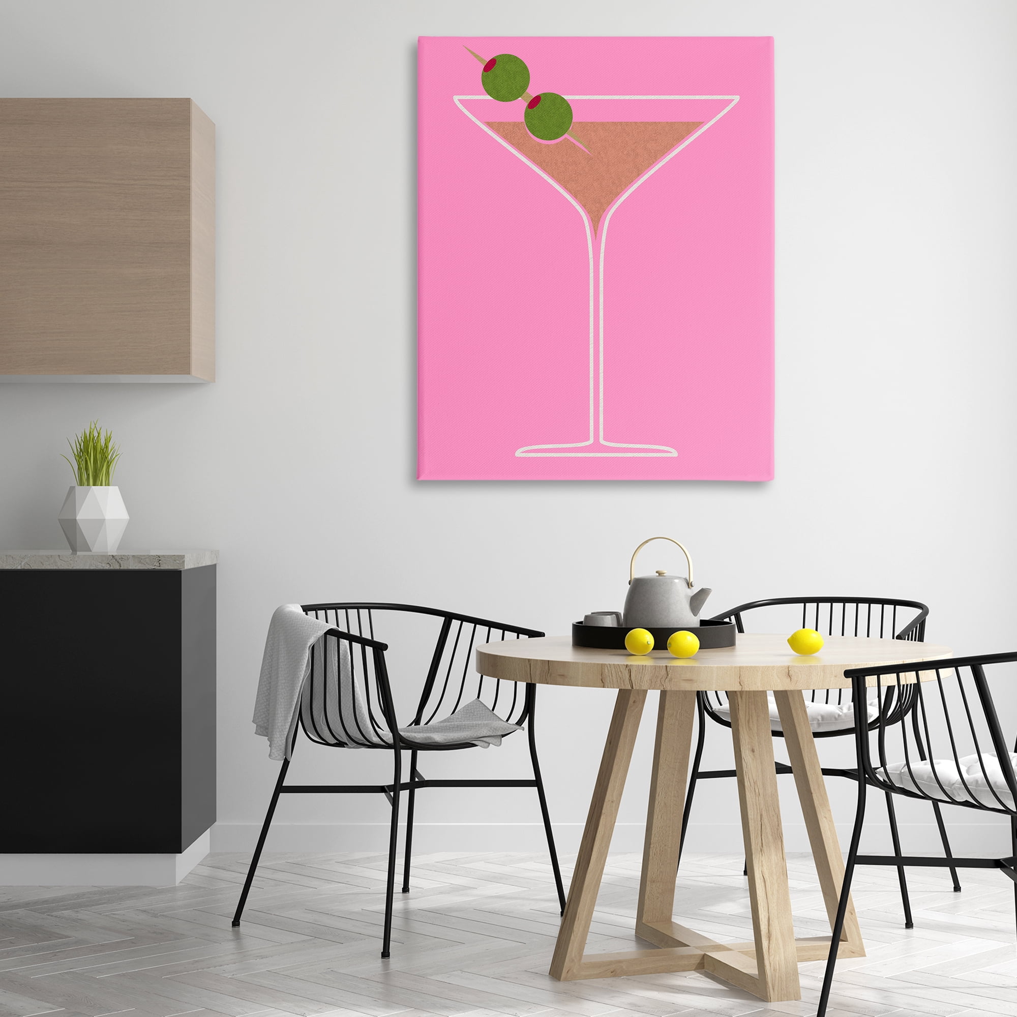 Stupell Industries Dirty Martini on Pink Food & Beverage Painting Gallery Wrapped Canvas Art Print Wall Art, 36 x 48