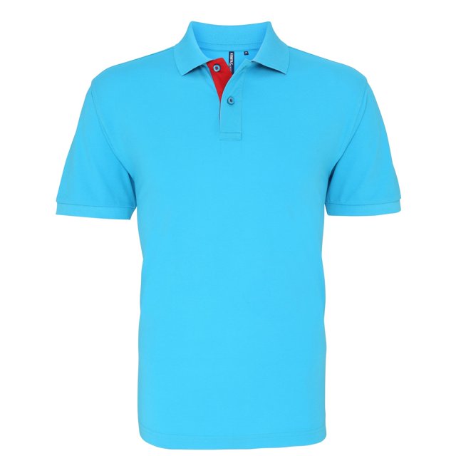 Asquith & Fox - Polo de manga corta ajuste clasico Modelo Contrast hombre caballero (Turquesa/Rojo)