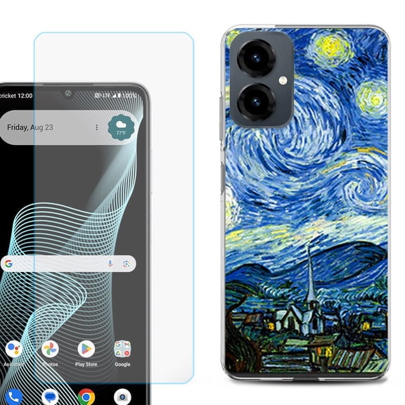 Shockproof Phone Case for Cricket Icon 2026, with Screen Protector, by OneToughShield - Starry Night France